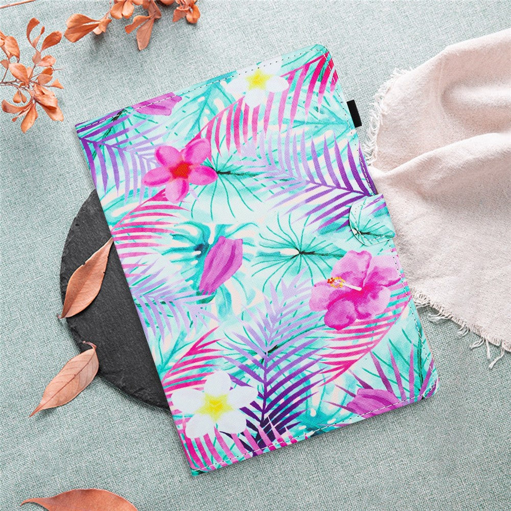 For Lenovo Tab M10 Plus (3rd Gen) Case Pattern Printing Auto Sleep / Wake PU Leather Tablet Cover - Flower