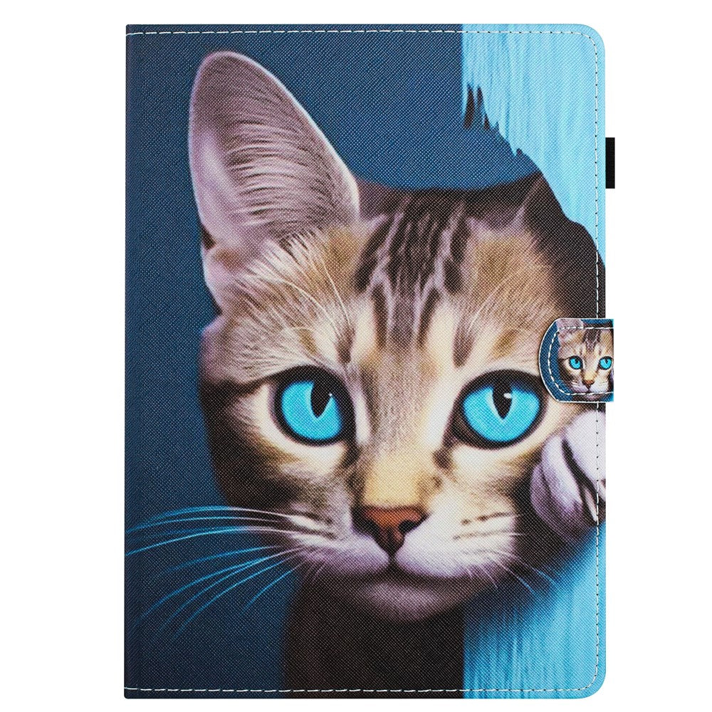 For Lenovo Tab M10 Plus (3rd Gen) Case Pattern Printing Auto Sleep / Wake PU Leather Tablet Cover - Cat