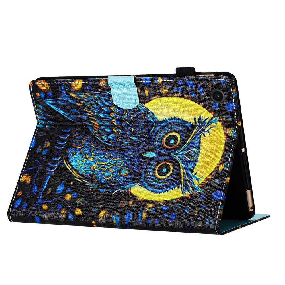 For Lenovo Tab M10 Plus Tablet Case Pattern Printed Shockproof PU Leather Folio Flip Cover - Owl