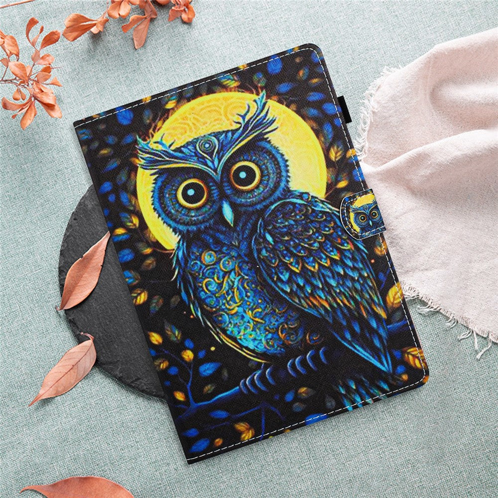 For Lenovo Tab M10 Plus Tablet Case Pattern Printed Shockproof PU Leather Folio Flip Cover - Owl