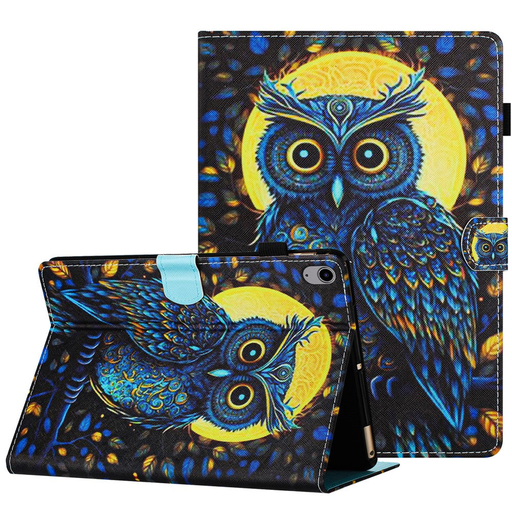 For Lenovo Tab P11 J606F Case Pattern Printed Anti-Drop PU Leather Folio Flip Tablet Cover - Owl