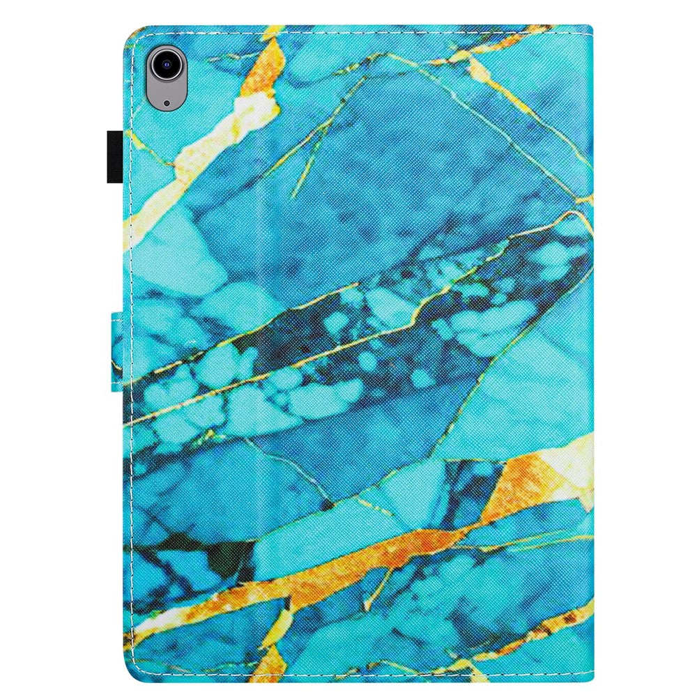 For Lenovo Tab P11 J606F Leather Case Pattern Smart Wake / Sleep Tablet Cover - Gold+Blue Marble