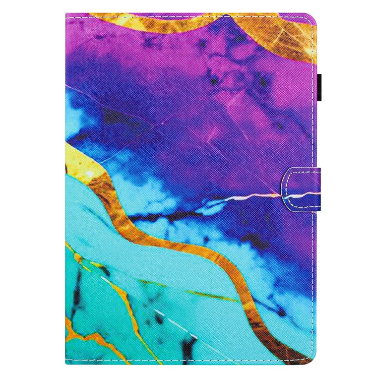 For Honor Pad 6 / Pad X6 / Huawei Enjoy Tablet 2 / MatePad T 10 / T 10S Case PU Leather Pattern Tablet Cover - Purple+Blue Marble