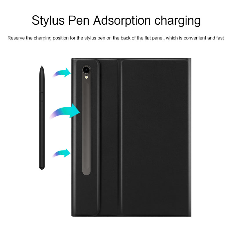 For Samsung Galaxy Tab S9 FE Backlight Touchpad Bluetooth Keyboard with Pen Slot Leather Tablet Case