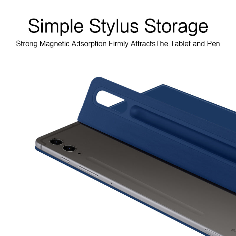 For Samsung Galaxy Tab S9 FE+ Leather Case Stand Magnetic Tablet Cover with Auto Sleep / Wake - Blue