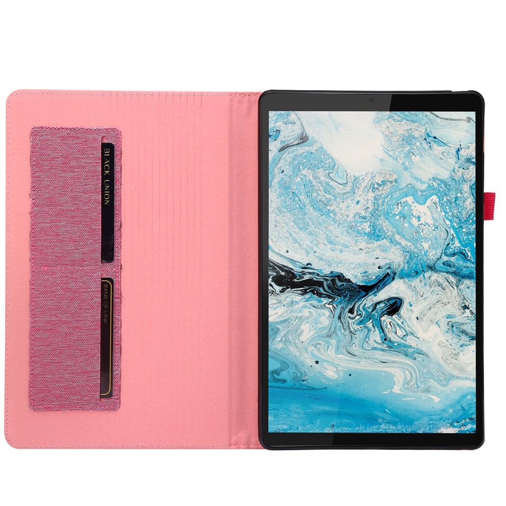 For Lenovo Tab M10 Plus (3rd Gen) Tablet Case Cloth Texture Card Holder Leather Cover - Pink
