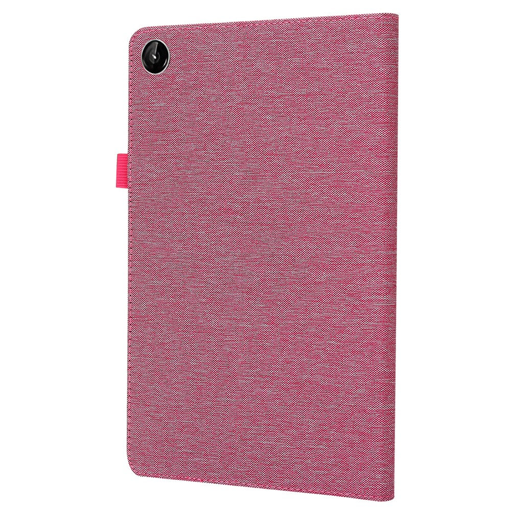 For Lenovo Tab M10 Plus (3rd Gen) Tablet Case Cloth Texture Card Holder Leather Cover - Pink