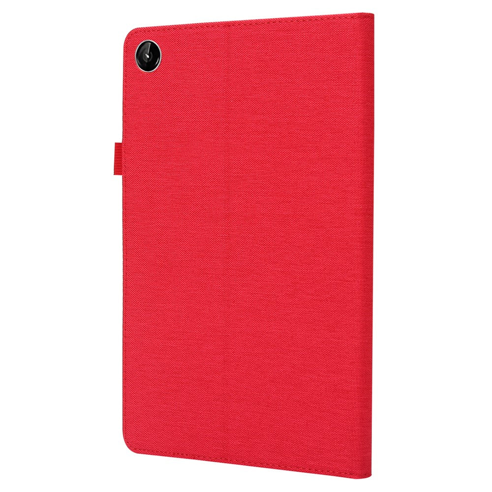 For Lenovo Tab M10 Plus (3rd Gen) Tablet Case Cloth Texture Card Holder Leather Cover - Red