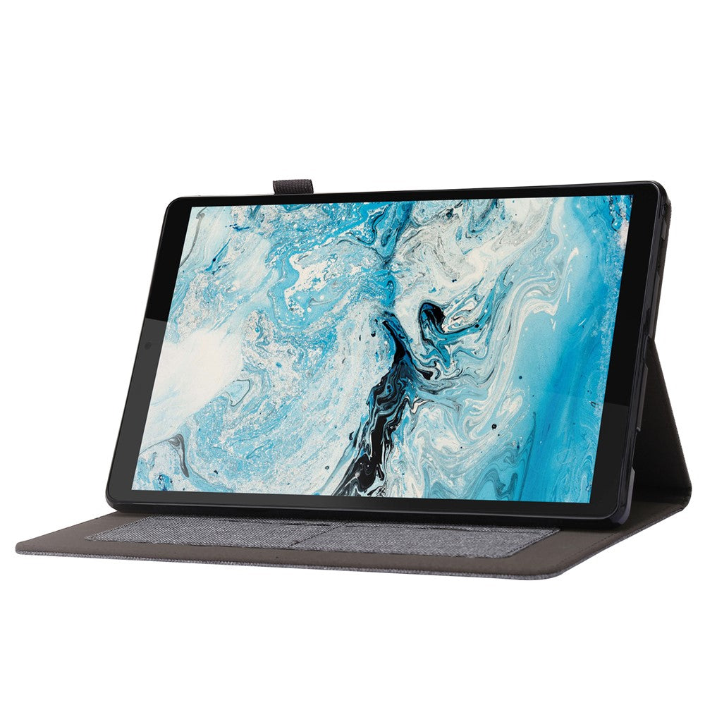 For Lenovo Tab M10 Plus (3rd Gen) Tablet Case Cloth Texture Card Holder Leather Cover - Grey