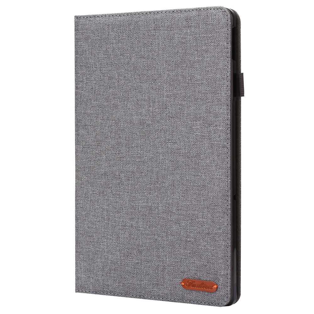 For Lenovo Tab M10 Plus (3rd Gen) Tablet Case Cloth Texture Card Holder Leather Cover - Grey