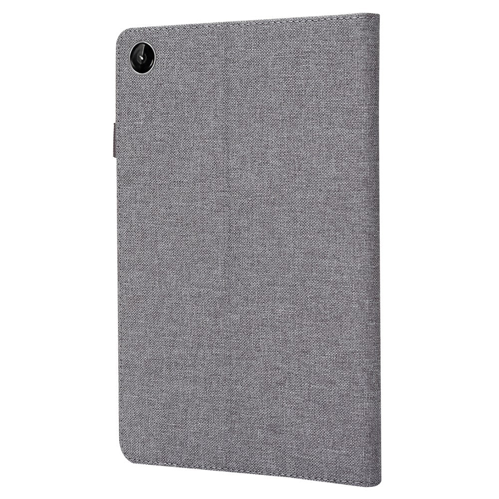 For Lenovo Tab M10 Plus (3rd Gen) Tablet Case Cloth Texture Card Holder Leather Cover - Grey
