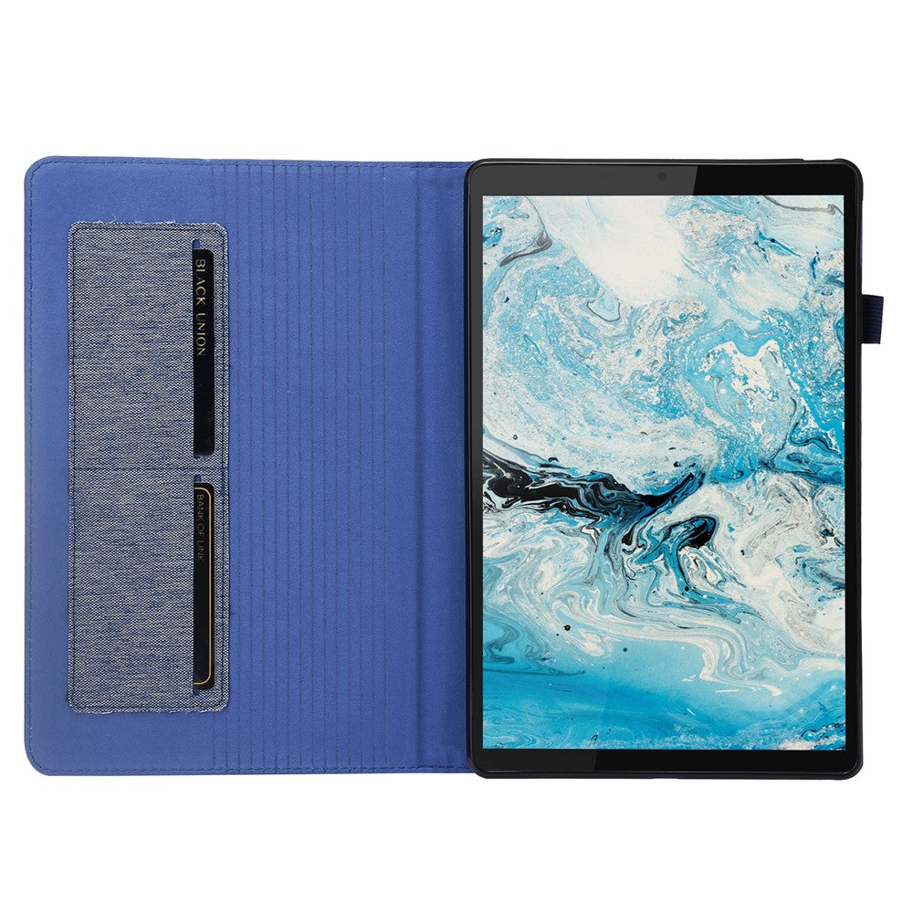 For Lenovo Tab M10 Plus (3rd Gen) Tablet Case Cloth Texture Card Holder Leather Cover - Blue