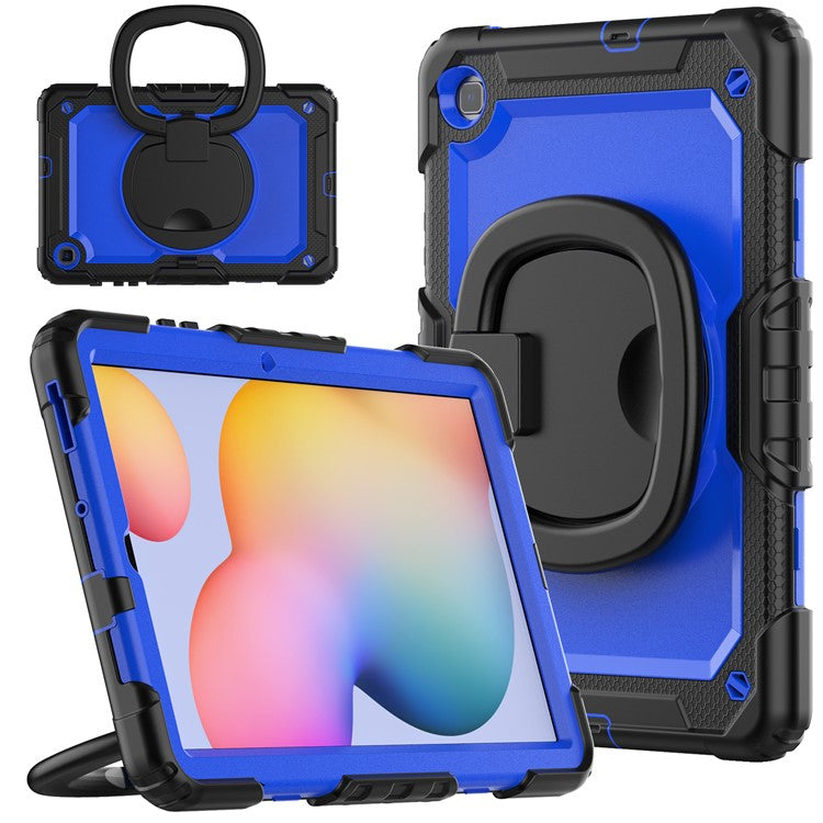 For Samsung Galaxy Tab S6 Lite (2024) / S6 Lite (2022) / S6 Lite (2020) P610 P615 P613 P619 Case Tablet Kickstand Cover - Black+Dark Blue PC