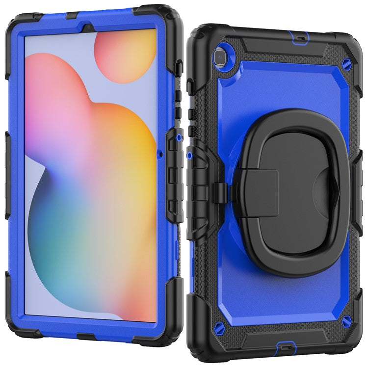 For Samsung Galaxy Tab S6 Lite (2024) / S6 Lite (2022) / S6 Lite (2020) P610 P615 P613 P619 Case Tablet Kickstand Cover - Black+Dark Blue PC