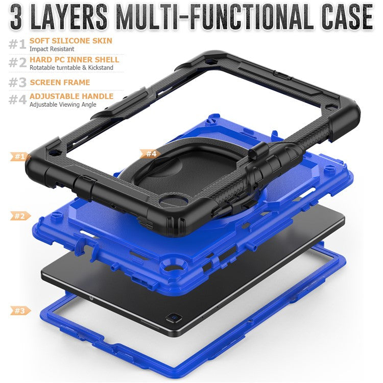 For Samsung Galaxy Tab S6 Lite (2024) / S6 Lite (2022) / S6 Lite (2020) P610 P615 P613 P619 Case Tablet Kickstand Cover - Black+Dark Blue PC