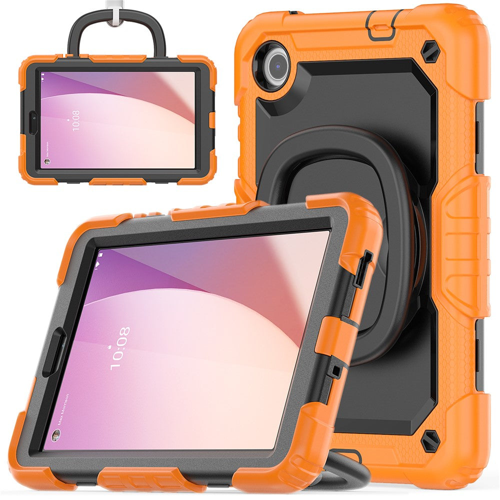 For Lenovo Tab M8 (4th Gen) 2024 TB-301XU / M8 (4th Gen) 2023 TB-300FU Case Rotary Kickstand Tablet Cover with Shoulder Strap - Orange