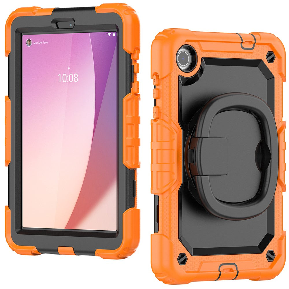 For Lenovo Tab M8 (4th Gen) 2024 TB-301XU / M8 (4th Gen) 2023 TB-300FU Case Rotary Kickstand Tablet Cover with Shoulder Strap - Orange
