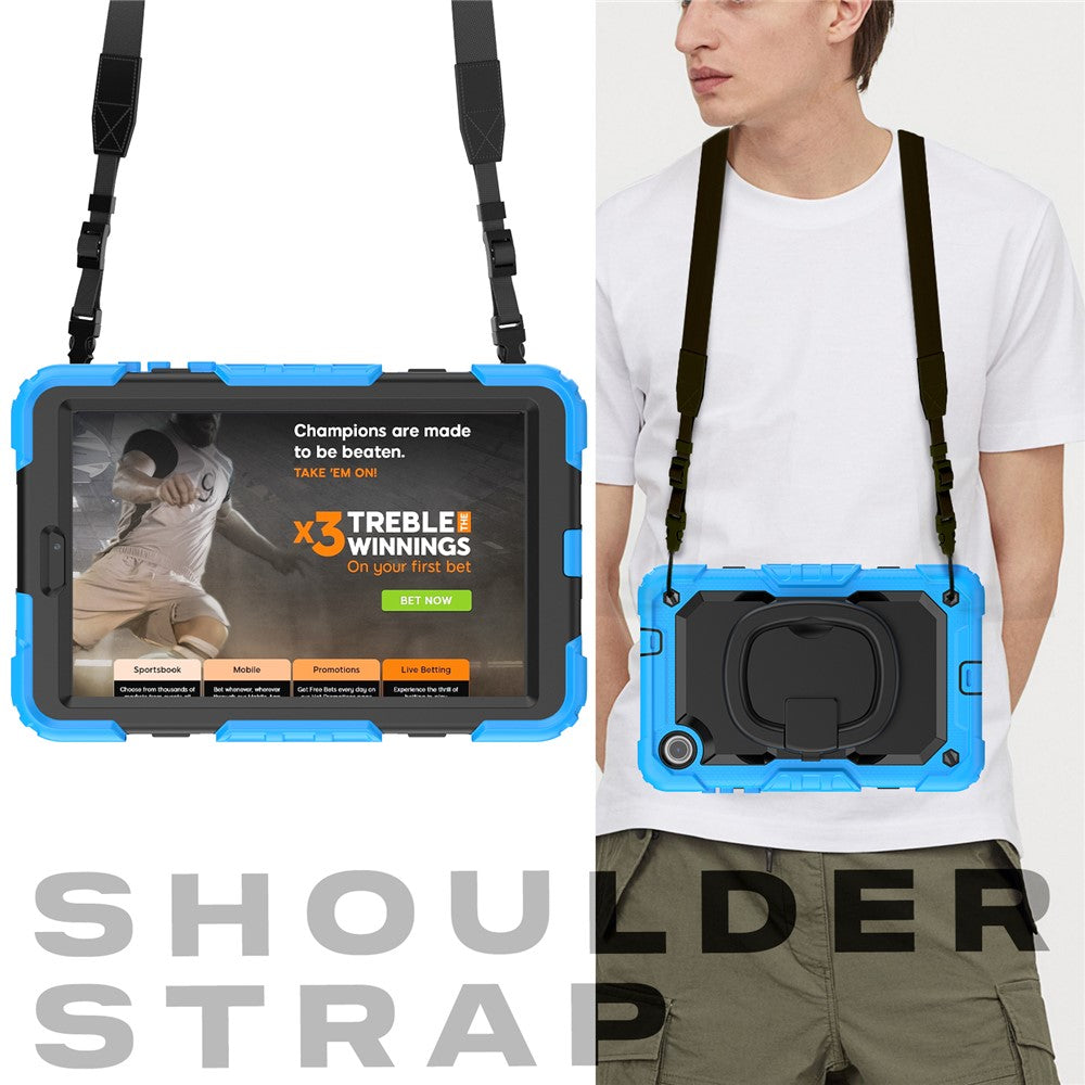 For Lenovo Tab M8 (4th Gen) 2024 TB-301XU / M8 (4th Gen) 2023 TB-300FU Case Rotary Kickstand Tablet Cover with Shoulder Strap - Baby Blue