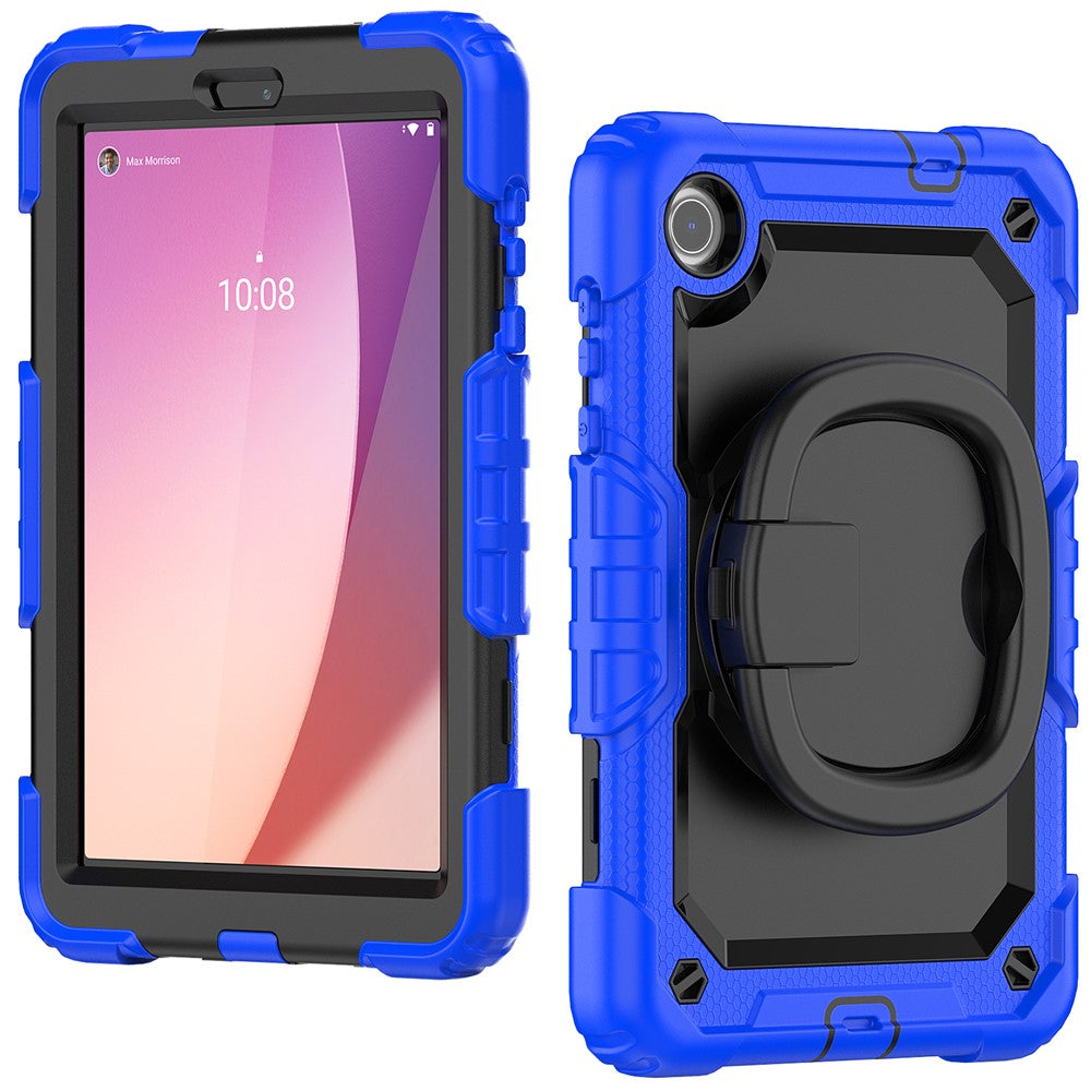 For Lenovo Tab M8 (4th Gen) 2024 TB-301XU / M8 (4th Gen) 2023 TB-300FU Case Rotary Kickstand Tablet Cover with Shoulder Strap - Dark Blue