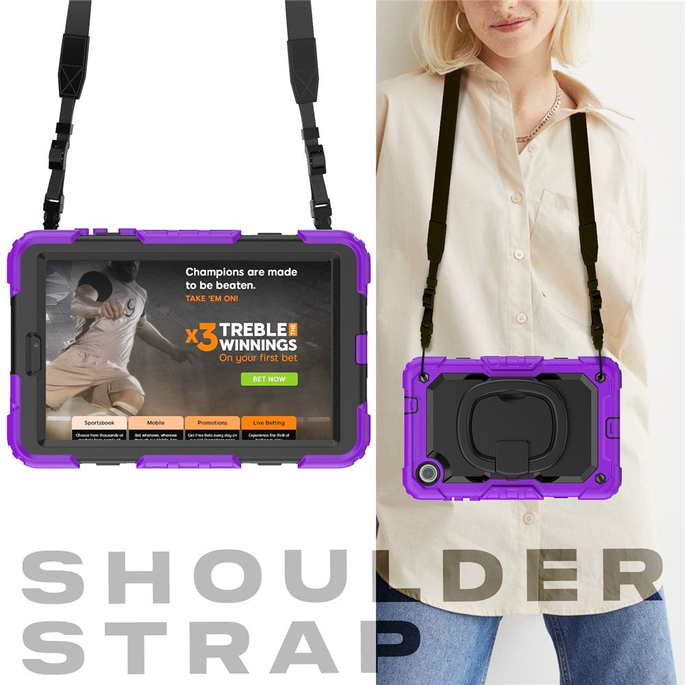 For Lenovo Tab M8 (4th Gen) 2024 TB-301XU / M8 (4th Gen) 2023 TB-300FU Case Rotary Kickstand Tablet Cover with Shoulder Strap - Purple