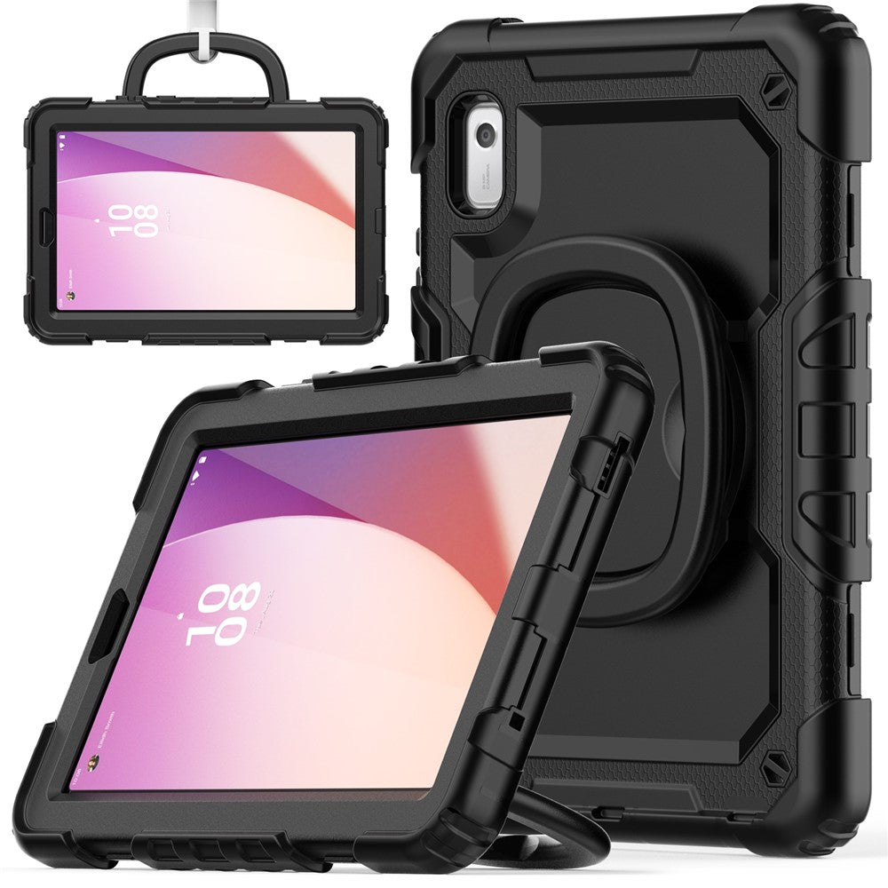 For Lenovo Tab M9 / Lenovo K9 TB310 Kickstand Case PC+Silicone Tablet Cover with Shoulder Strap - Black