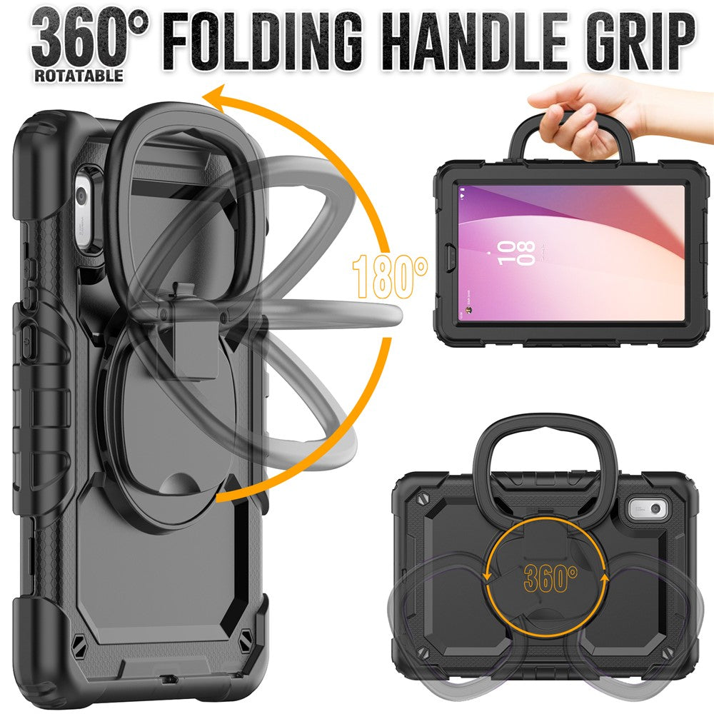 For Lenovo Tab M9 / Lenovo K9 TB310 Kickstand Case PC+Silicone Tablet Cover with Shoulder Strap - Black