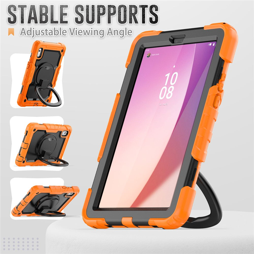 For Lenovo Tab M9 / Lenovo K9 TB310 Kickstand Case PC+Silicone Tablet Cover with Shoulder Strap - Orange