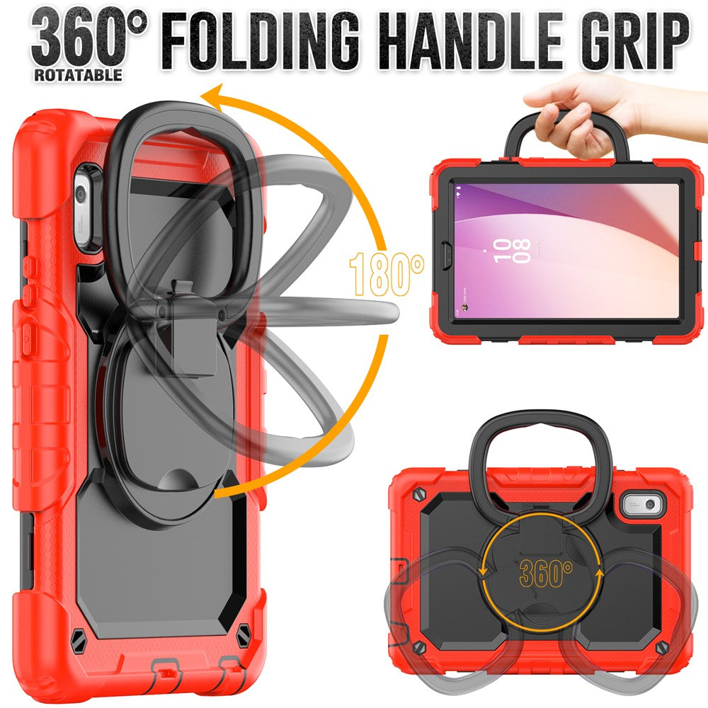 For Lenovo Tab M9 / Lenovo K9 TB310 Kickstand Case PC+Silicone Tablet Cover with Shoulder Strap - Red