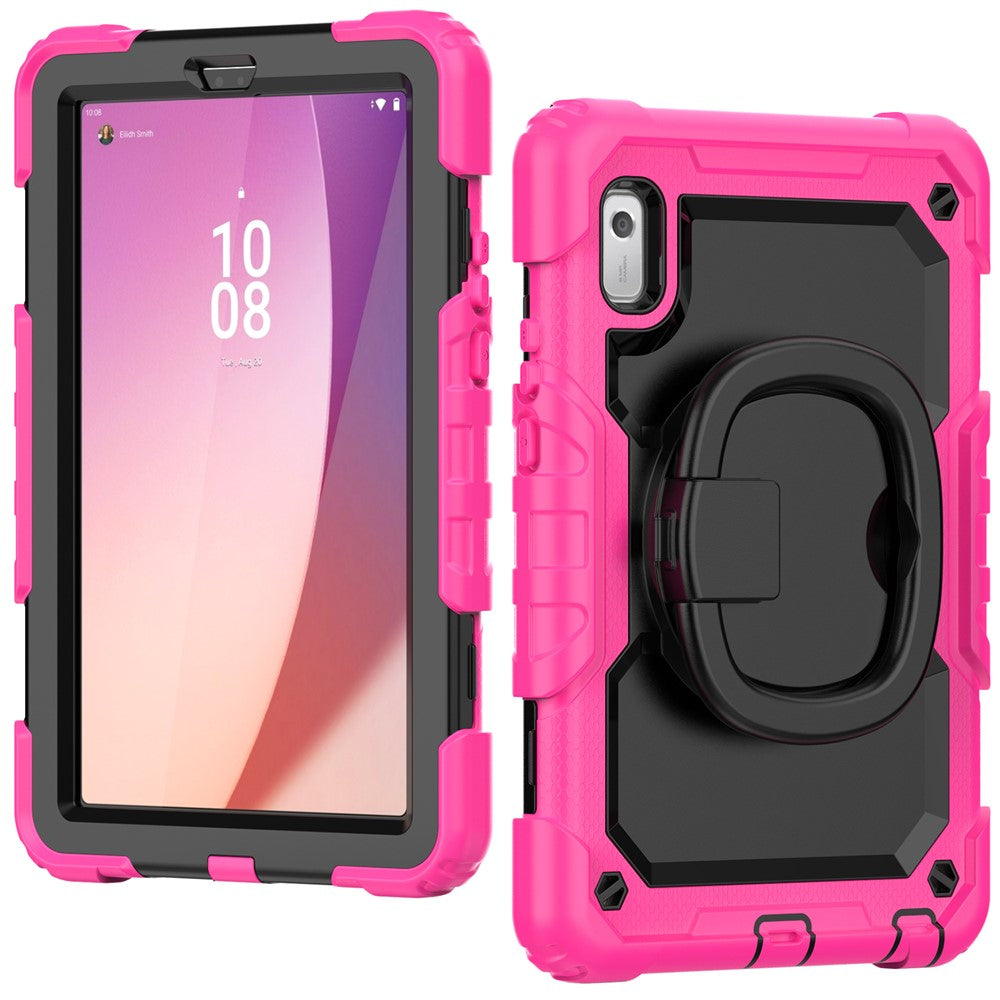 For Lenovo Tab M9 / Lenovo K9 TB310 Kickstand Case PC+Silicone Tablet Cover with Shoulder Strap - Rose