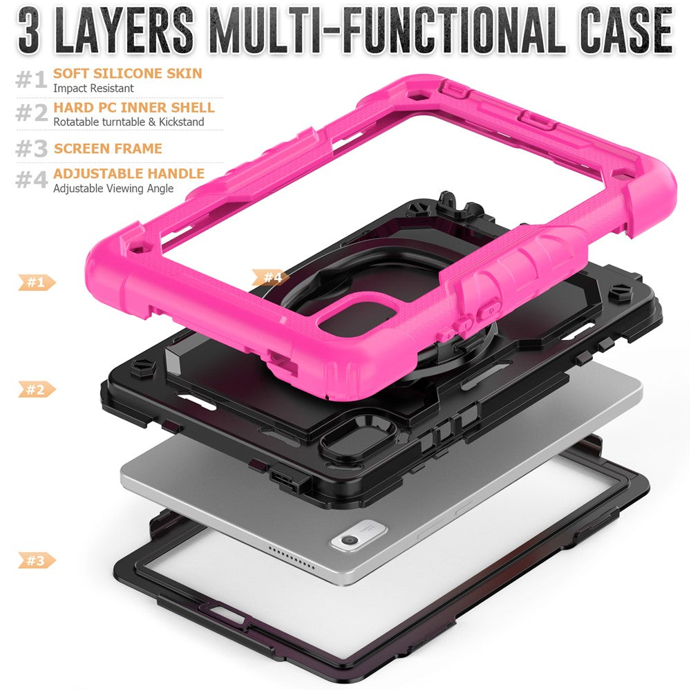 For Lenovo Tab M9 / Lenovo K9 TB310 Kickstand Case PC+Silicone Tablet Cover with Shoulder Strap - Rose