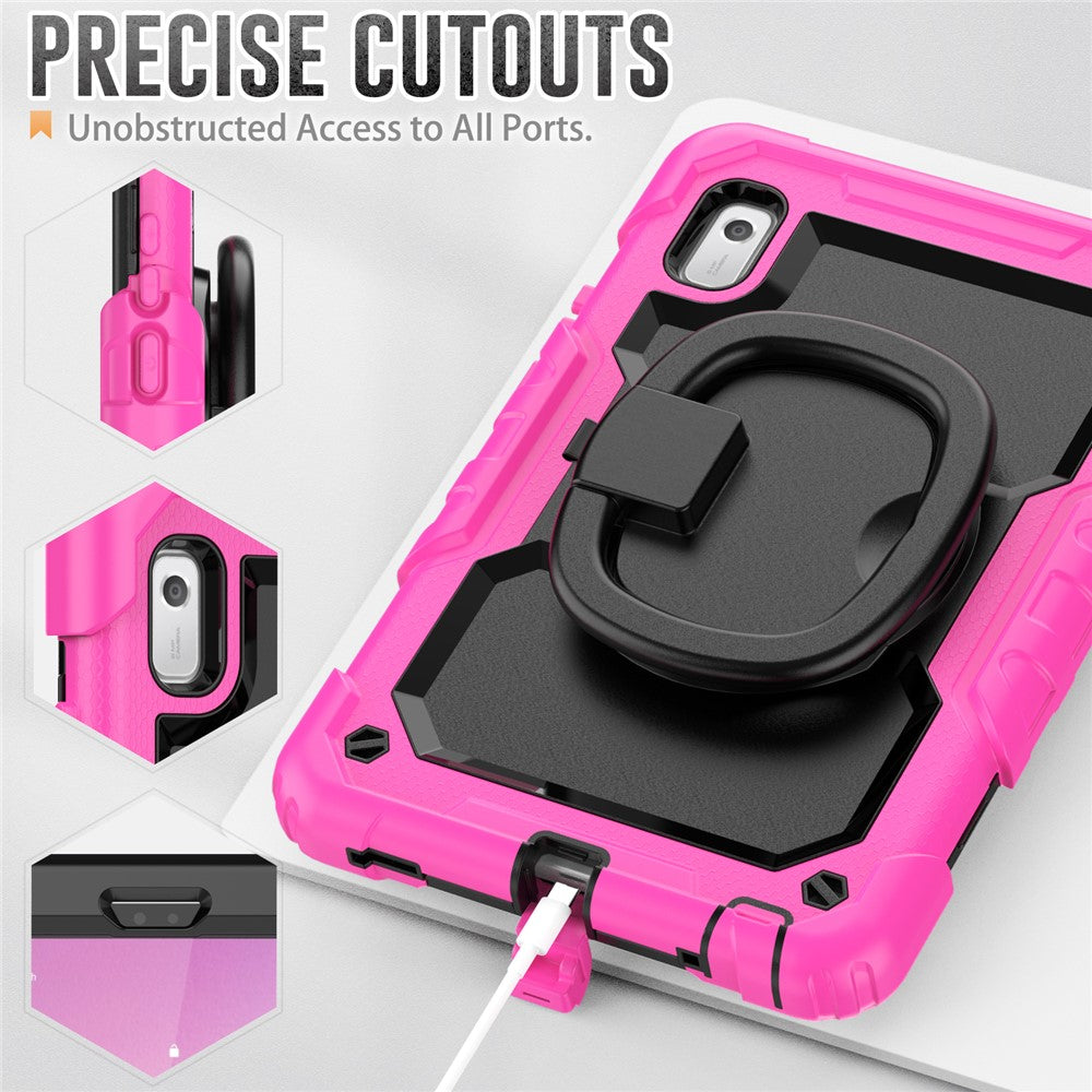 For Lenovo Tab M9 / Lenovo K9 TB310 Kickstand Case PC+Silicone Tablet Cover with Shoulder Strap - Rose