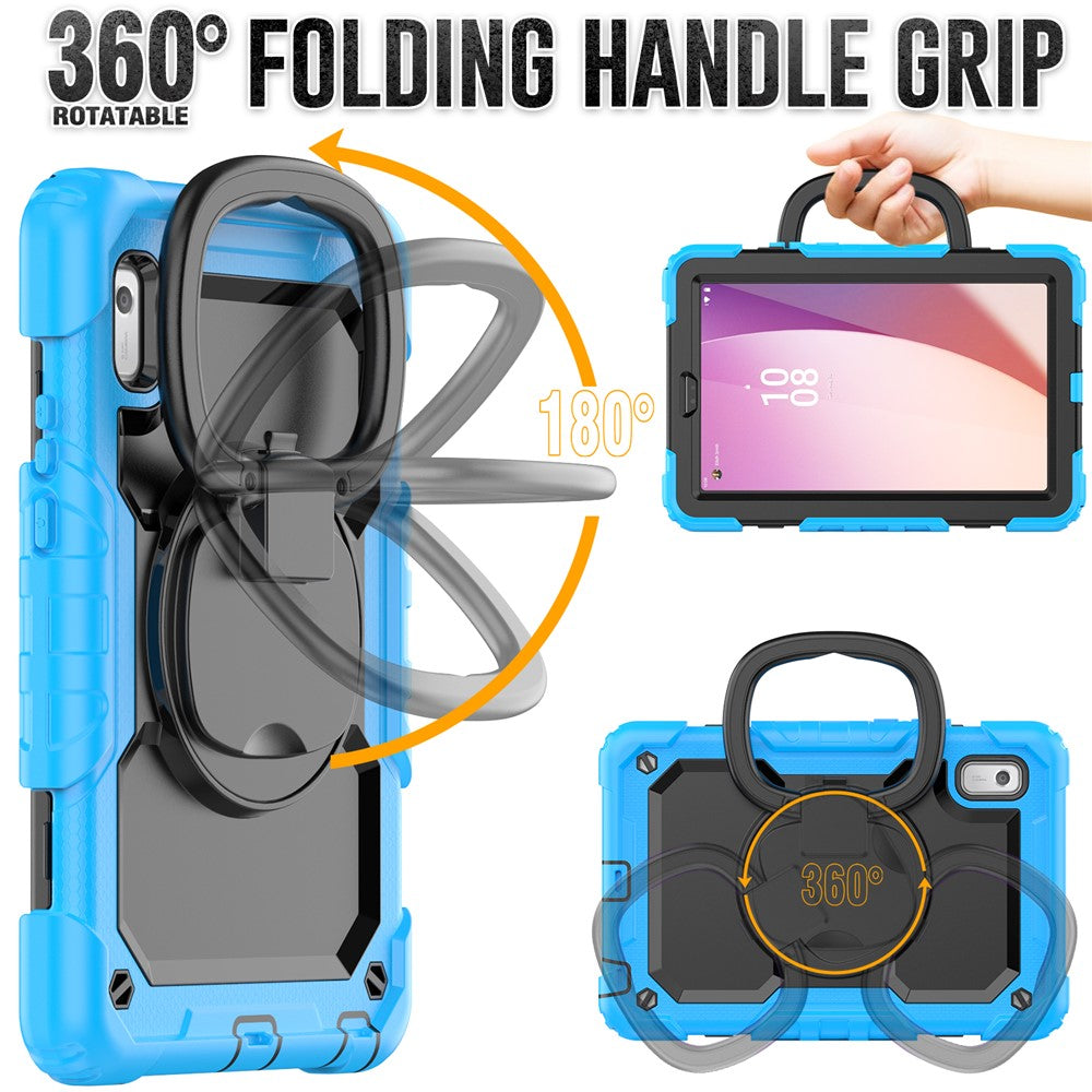 For Lenovo Tab M9 / Lenovo K9 TB310 Kickstand Case PC+Silicone Tablet Cover with Shoulder Strap - Baby Blue