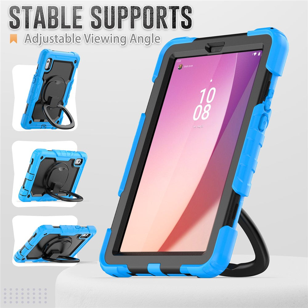 For Lenovo Tab M9 / Lenovo K9 TB310 Kickstand Case PC+Silicone Tablet Cover with Shoulder Strap - Baby Blue