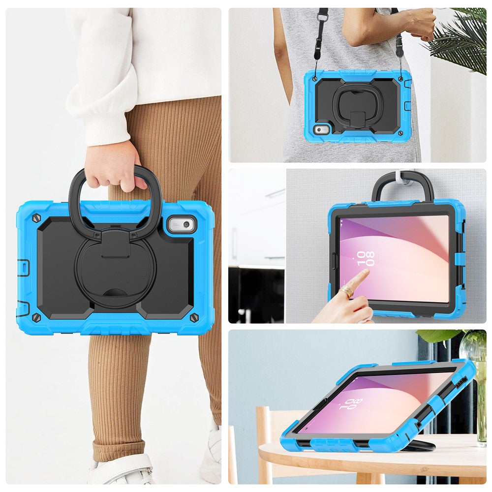 For Lenovo Tab M9 / Lenovo K9 TB310 Kickstand Case PC+Silicone Tablet Cover with Shoulder Strap - Baby Blue