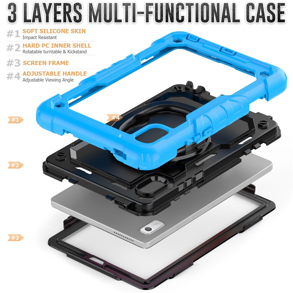 For Lenovo Tab M9 / Lenovo K9 TB310 Kickstand Case PC+Silicone Tablet Cover with Shoulder Strap - Baby Blue