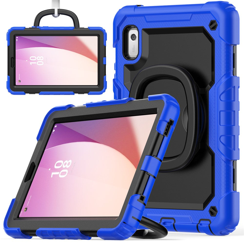 For Lenovo Tab M9 / Lenovo K9 TB310 Kickstand Case PC+Silicone Tablet Cover with Shoulder Strap - Dark Blue