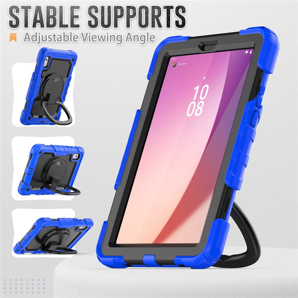For Lenovo Tab M9 / Lenovo K9 TB310 Kickstand Case PC+Silicone Tablet Cover with Shoulder Strap - Dark Blue