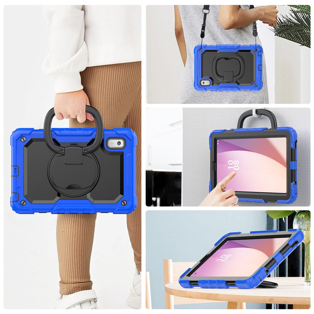 For Lenovo Tab M9 / Lenovo K9 TB310 Kickstand Case PC+Silicone Tablet Cover with Shoulder Strap - Dark Blue