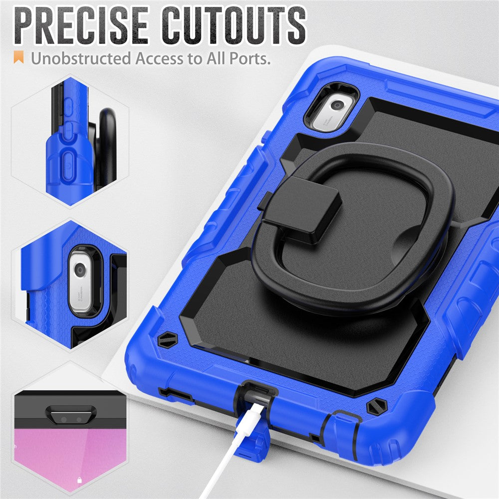 For Lenovo Tab M9 / Lenovo K9 TB310 Kickstand Case PC+Silicone Tablet Cover with Shoulder Strap - Dark Blue