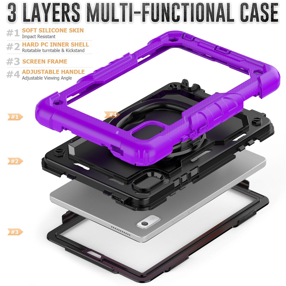 For Lenovo Tab M9 / Lenovo K9 TB310 Kickstand Case PC+Silicone Tablet Cover with Shoulder Strap - Purple