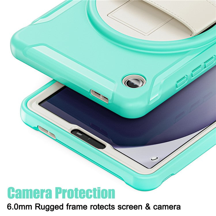 For Samsung Galaxy Tab A9 Rugged Case Hand Strap Kickstand Tablet Cover - Mint Green
