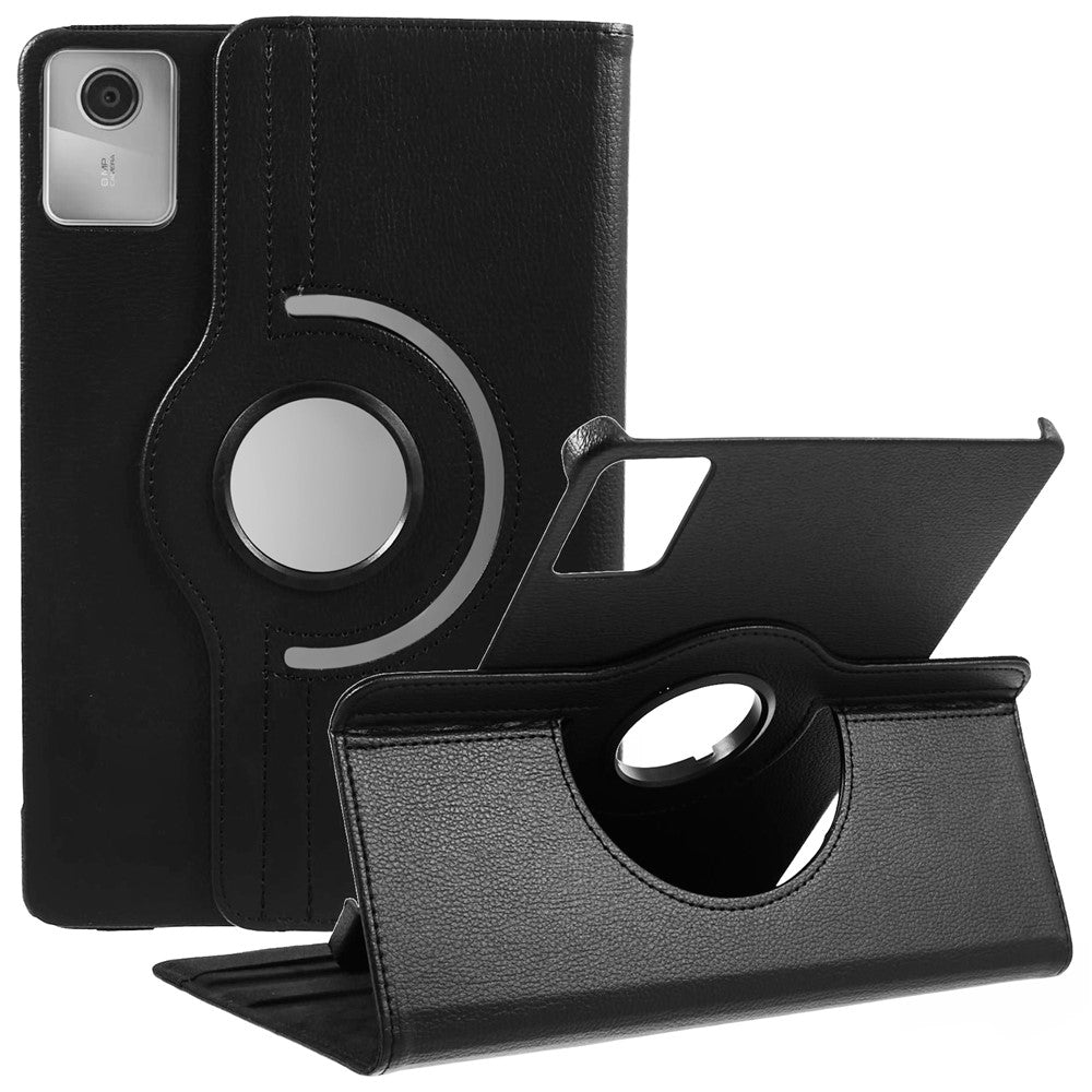 For Lenovo Tab M11 / Xiaoxin Pad 11 2024 Leather Case Rotating Stand Tablet Cover - Black