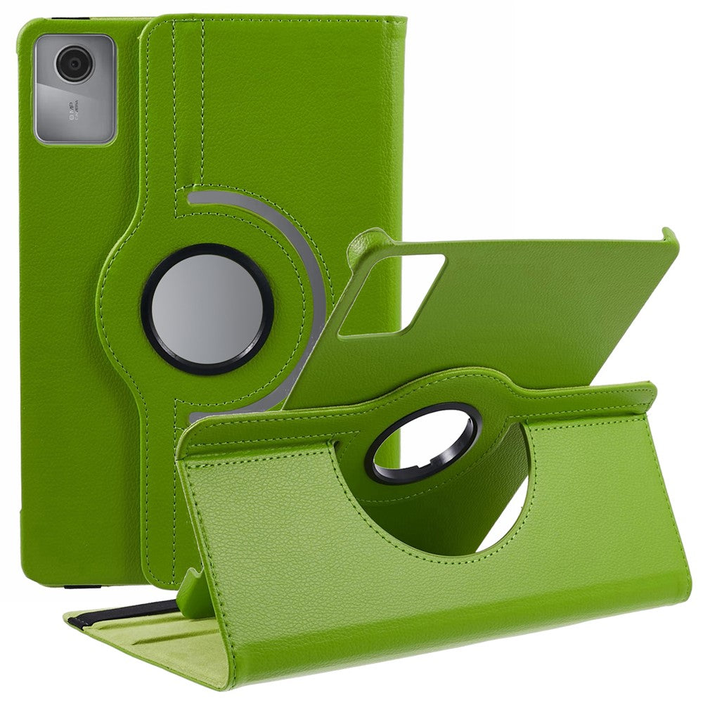 For Lenovo Tab M11 / Xiaoxin Pad 11 2024 Leather Case Rotating Stand Tablet Cover - Green