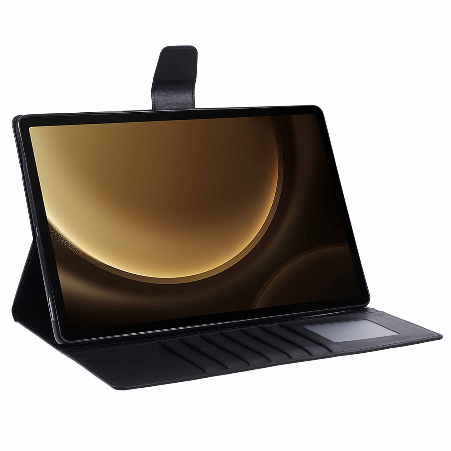 HANMAN Mill Series for Samsung Galaxy Tab S9 FE+ / Tab S9+ / Tab S8+ / Tab S7+ / Tab S7 FE Case Leather Stand Wallet Tablet Cover - Black