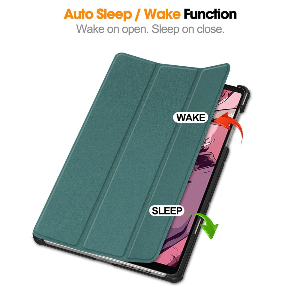 For Lenovo Legion Y700 (2023) / Tab Gen 2 Tri-Fold Stand Leather Case Tablet Cover - Blackish Green