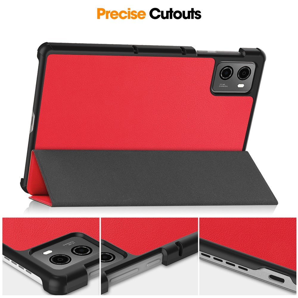 For Lenovo Legion Y700 (2023) / Tab Gen 2 Tri-Fold Stand Leather Case Tablet Cover - Red