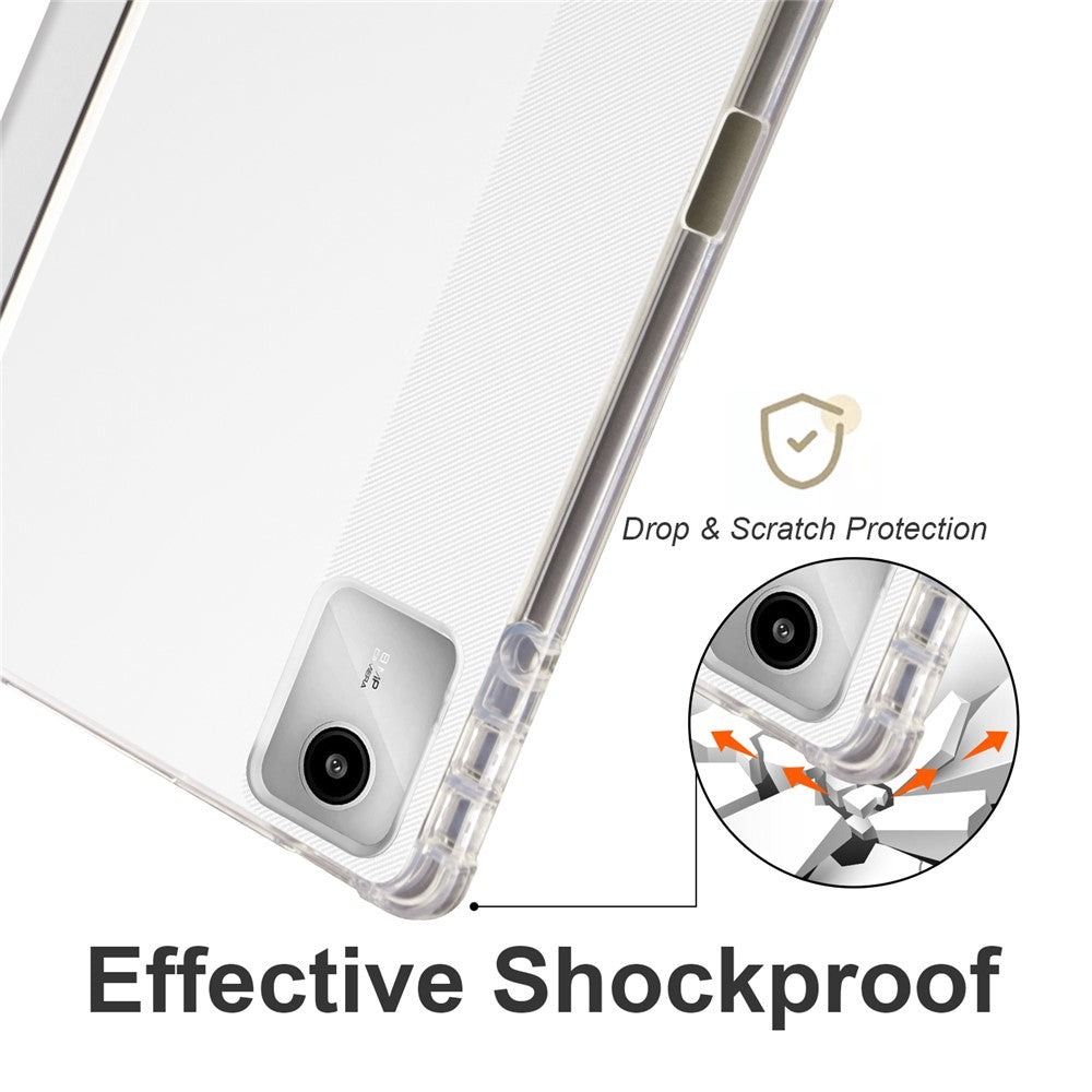 For Lenovo Tab M11 / Xiaoxin Pad 11 2024 Case Tri-fold Transparent Back Auto Sleep / Wake Cover with Pen Slot - Grey