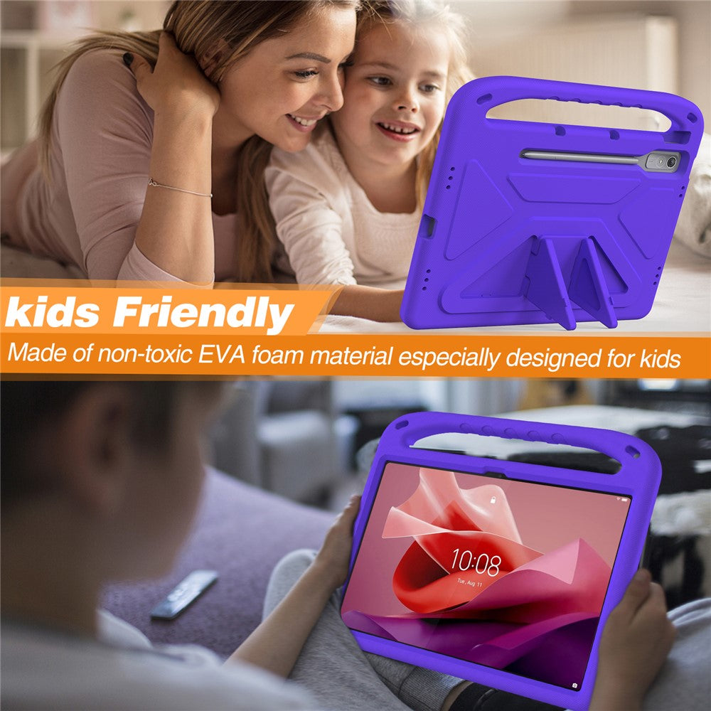 For Lenovo Tab P12 EVA Case Handle Shockproof Kid-Friendly Tablet Cover - Purple