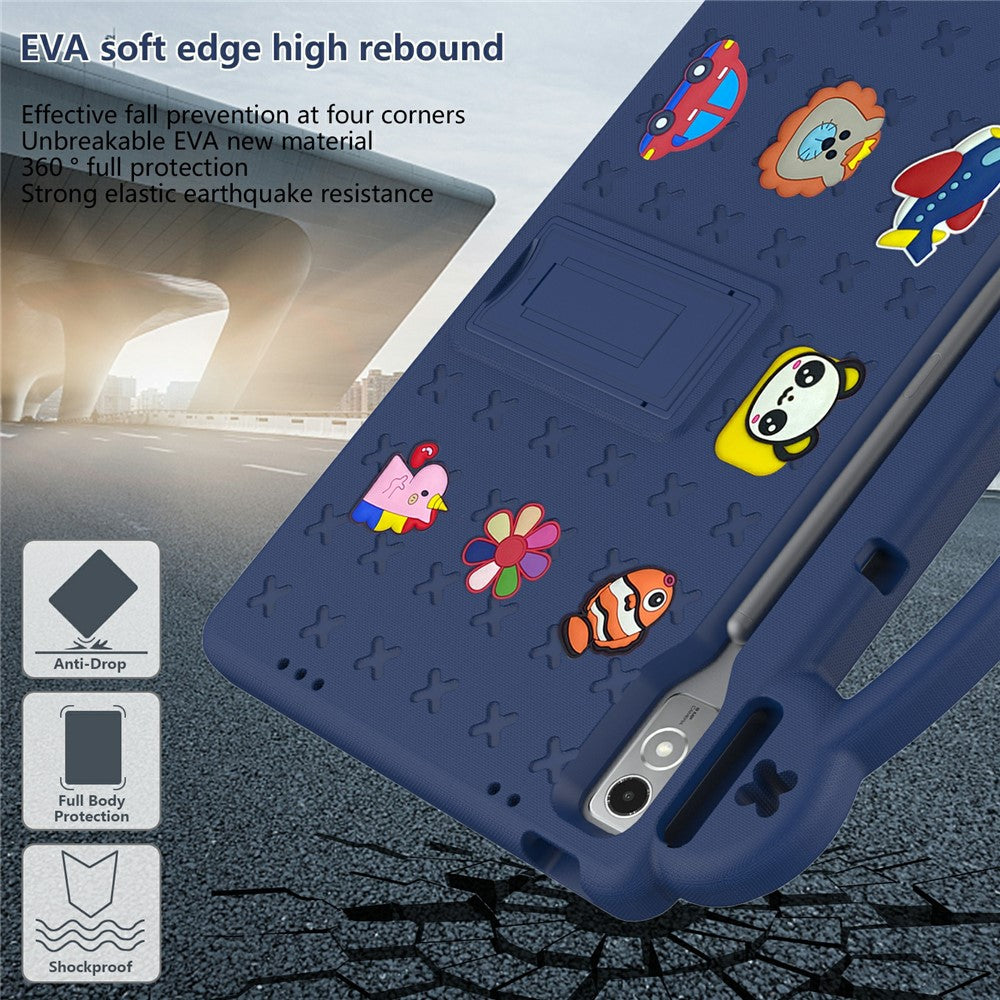 For Lenovo Tab P12 EVA Case with Kickstand Drop Protective Rugged Tablet Cover - Navy Blue