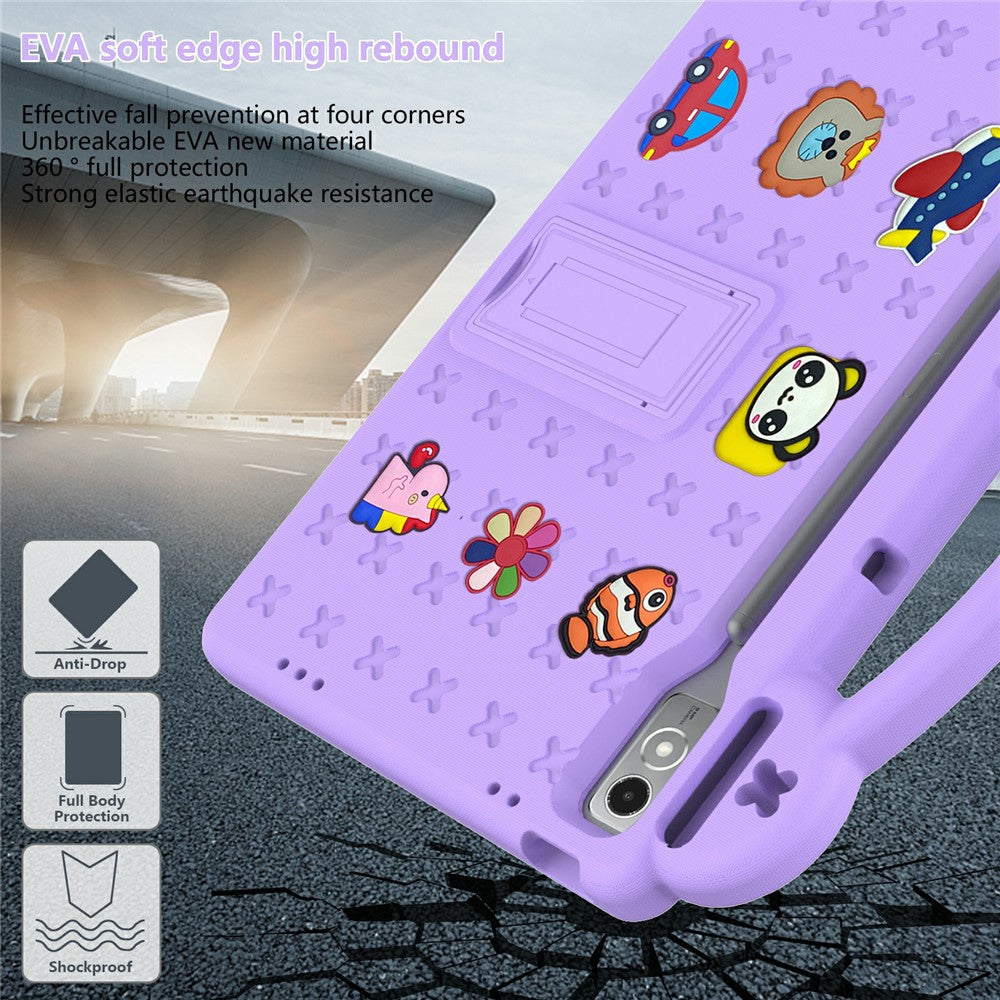 For Lenovo Tab P12 EVA Case with Kickstand Drop Protective Rugged Tablet Cover - Purple